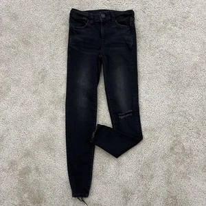 American Eagle Outfitters  Hi Rise Jeggings Pants Jeans Black Women Sz 0 Reg - Picture 1 of 17