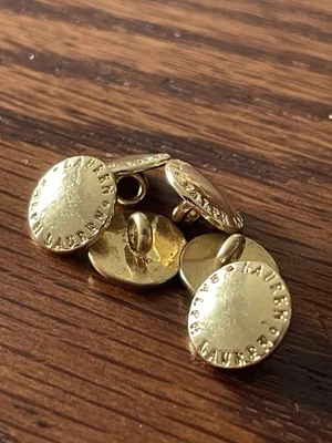 Lauren Ralph Lauren 6 Replacement Buttons Gold Tone Metal Engraved Shank - Image 1 of 2