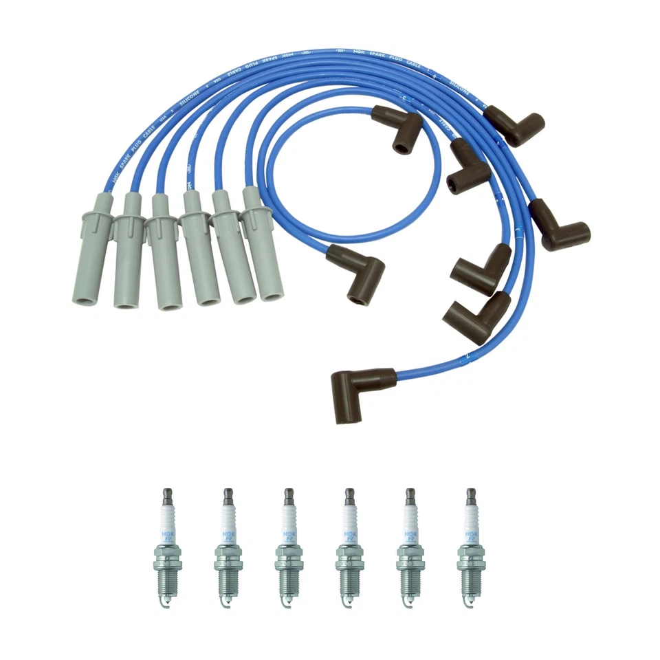 Juego de cables NGK y kit de 6 bujías láser platino para Dodge Dakota Ram 1500 3,9 V6 Foto 1 de 1