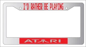 Chrome License Plate Frame I'd Rather Be Playing Atari Auto Accessory Novelty - Picture 1 of 1