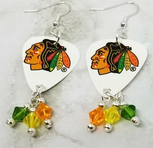 NHL Chicago Blackhawks Guitar Picks with Swarovski Crystal Dangles - Picture 1 of 4