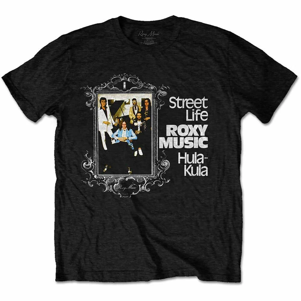 Roxy Music Street Life Hula-Kula Black T-Shirt NEW OFFICIAL - Image 1 of 1