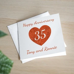Tarjeta Personalizada 35 Aniversario Esposa Coral Boda Aniversario Tarjeta Marido - Imagen 1 de 3