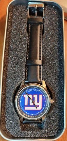 New York Giants Super Bowl XXV Victories Watch with Leather Band. NEW Cover