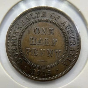 1913 Half Penny Coin - Extremely Fine Lustre - George V Predecimal - Picture 1 of 2