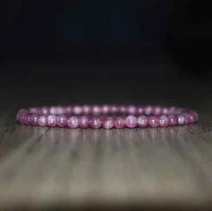 Natural Lepidolite Stone Beads Bracelet Purple Gemstone Healing Dainty Bracelet - Picture 1 of 2