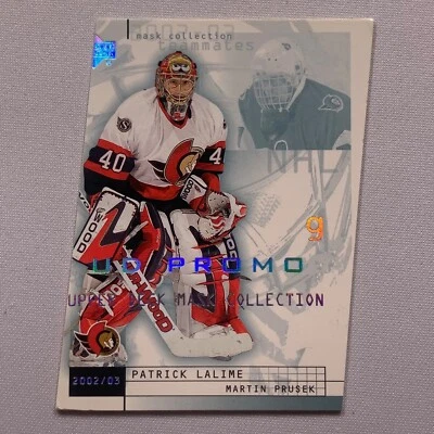 Patrick Lalime Martin Prusek 2002-03 Upper Deck Mask Collection Promo MISCUT - Image 1 of 2