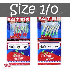 Fishing Bait Rigs Size 1/0 Premium sabiki 6 Hooks - Picture 1 of 6
