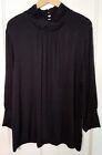 Nwt Apostrophe Women's Black Long Sleeve Button Braided Mock Neck Top Size16-18W
