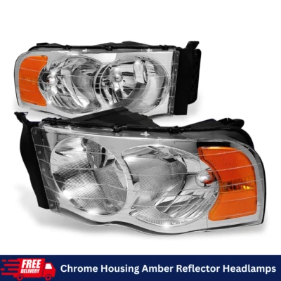 Headlight Assembly For Dodge Ram 2500/3500 2003-2005 - Chrome Housing Headlamps - Image 1 of 4
