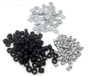 LEGO WHEELS Set 200 Pezzi - 40 Piastre/Assi GRIGI - 80 Pneumatici - 80 Ruote - Foto 1 di 7
