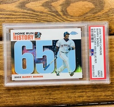 Barry Bonds Historic HR Blue Refractor /100 POP 1 PSA 9 2006 Topps Chrome - Image 1 of 3