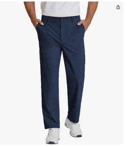 COOFANDY Men's Casual Pants Large Classic Fit Lightweight Elastic Waist Navy Blu - Picture 1 of 7
