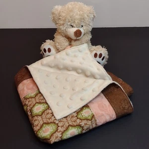 Small Bear Quilted Minky Baby Security Blanket Lovey Darcie Inc. 2014 Very Rare - Picture 1 of 15