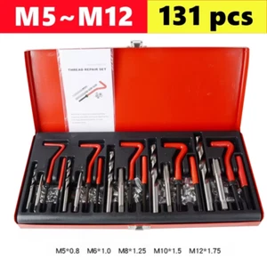 88/131Pcs Thread Repair Kit M3 M4 M5 M6 M8 M10 M12 M14 Screw Thread Inserts for - Picture 1 of 14