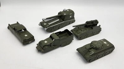 Vintage Lot of 5 Midgetoy Military Diecast US Army Tanks Half Track Cadillac Toy - Image 1 of 4