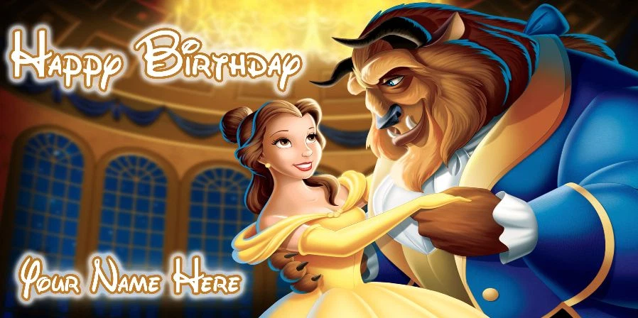 Banner de cumpleaños personalizado 6 pies x 3 pies La Bella y la Bestia Disney Foto 1 de 1