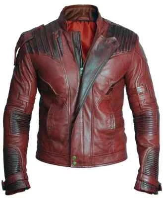 Chaqueta de cuero sintético granate Guardianes de la Galaxia 2 Star Lord Chris Pratt Foto 1 de 4