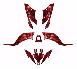 RAPTOR 250 Graphics Decal Kit 24 mil Thick Pliable Racing Vinyl #6666 Red Skull - Picture 1 of 2