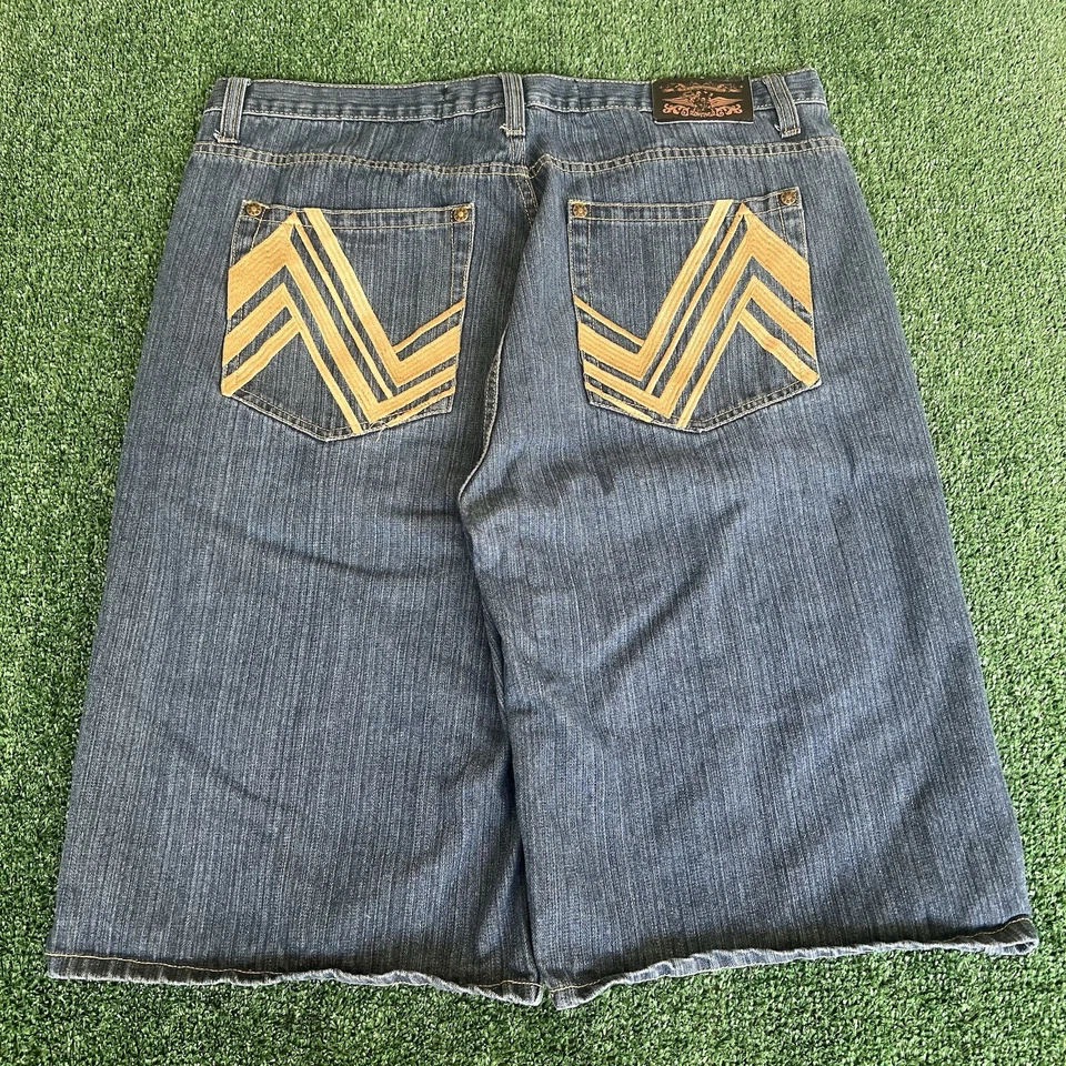 Pantalones cortos de jean vintage Y2K para hombre NBN holgados bordados azules 41x14,5 estilo Southpole Foto 1 de 4