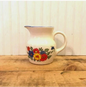 Vintage Blumen Krug Keramik Bauernhaus Dekor 50er Quart Größe Old Country 6 Zoll - Bild 1 von 5