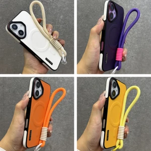 For iPhone 16 Pro Max 15 14 13 12 Wrist Strap Magnetic PU TPU Phone Case Cover - Imagen 1 de 29