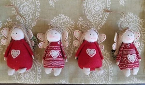 4 Tela Ángel/Hada de Navidad. Colgante Árbol de Navidad Decoración 11cm x3.5cm - Imagen 1 de 2