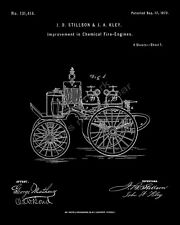 1872 Firefighter Chemical Fire Engine Patent Print - Black