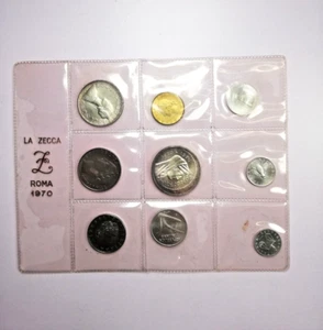 ITALIA REPUBBLICA Serie divisionale del 1970 9 Valori - 500 e 1000 Lire argento - Imagen 1 de 2