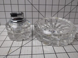 Mikasa Germany Crystal Reflections 2-Piece Lighter & Ashtray Set - Block Design - Picture 1 of 8