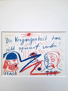 A.R. PENCK - Farbige Druckgraphik "Vergangenheit nicht repariert werden 1991" !! - Bild 1 von 1