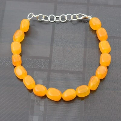 A++ Handgefertigtes glattes ovales Bernstein-Nugget-Edelstein-Armband verstel... - Bild 1 von 4