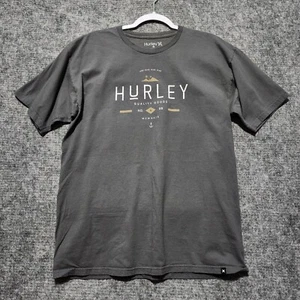 Hurley Tee Shirt Mens Large Gray T-Shirt Screen Print Logo Front - Picture 1 of 5