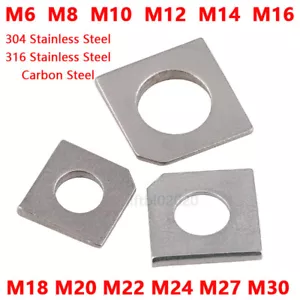 A2/A4 Edelstahl quadratische konische Unterlegscheiben für Schlitzquerschnitt M6 M8 M10 M12 M14 - Bild 1 von 4