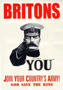 Lord Kitchener 'Britons Want You' war effort poster print - 8" x 12" - Picture 1 of 1