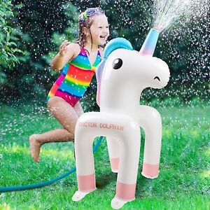 Unicorn Sprinkler for Kids Ages 4-8 Inflatable Water Pool Play Games 38 inch