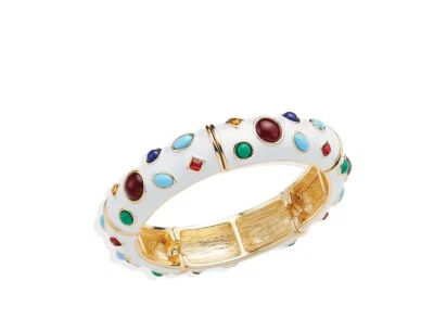 Park Lane "Pulsera Salvaje" Esmalte Blanco Elástico, Tono Dorado con CRISTALES NUEVO CON ETIQUETAS Foto 1 de 4