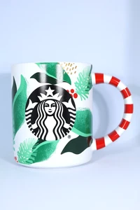 Starbucks 2019 Coffee Mug Holiday Christmas Edition Green Red White Candy 12Oz - Picture 1 of 6