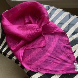 Vintage Sheer Silk Scarf Large 34" Square Magenta Pink Habotai Hand Rolled Edges - Picture 1 of 21