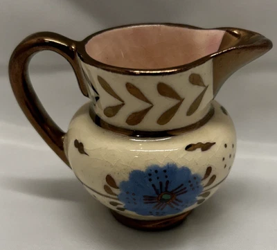 Jarra Lusterware Vintage Cumbow Azul y Cobre 2.5" Foto 1 de 4