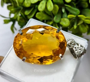 Beautiful 76+ Ct Yellow Citrine Oval German Silver Solitaire Loose Gemstone - Picture 1 of 5