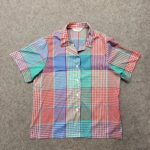 Vintage Cheryl Tiegs Womens Button Up Shirt Size 14 Striped Plaid - Picture 1 of 5