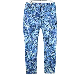 Pantalone Lilly Pulitzer donna taglia 6 blu skinny caviglia floreale tropicale estivo - Foto 1 di 12