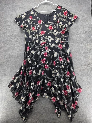 Vestido Lane Bryant para mujer 22/24 negro floral pañuelo dobladillo talla grande Foto 1 de 4