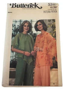 Blusa Butterick modello cucito 5341 top strati cappella media anni 70 vintage UC - Foto 1 di 12