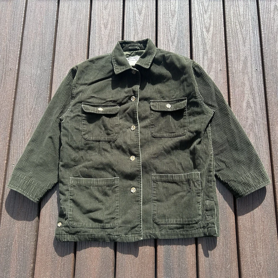 Chaqueta Eddie Bauer Vintage Verde Pesada Pana Tareas de Granero Para Mujer Talla Mediana Foto 1 de 4