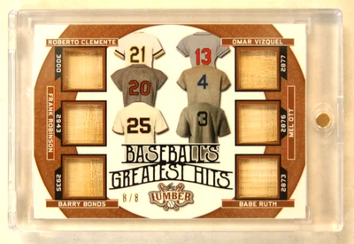 Hoja 2024 #BGH-5 Clemente/Ruth/Ott/Bonds Salón de la fama Grandes Éxitos Reliquia 8/8 Foto 1 de 4