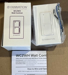 Fanimation WC2WH 3 Speed Ceiling Fan & Light Wall Control Switch White NOS - Picture 1 of 5