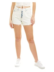 7 FOR ALL MANKIND Womens Blue Denim Button Fly High Waist Shorts 23 Waist - Picture 1 of 9