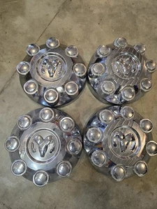 SET OF 4 OEM CHROME WHEEL CENTER CAPS 03-13 DODGE RAM 2500 3500 SRW 52121450AD - Picture 1 of 11